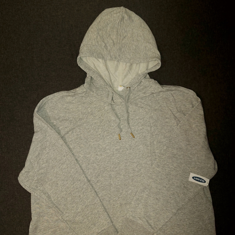 Old Navy Women's Long Sleeve Fleece Pullover Hoodie Dress Heather Gray XL Tall